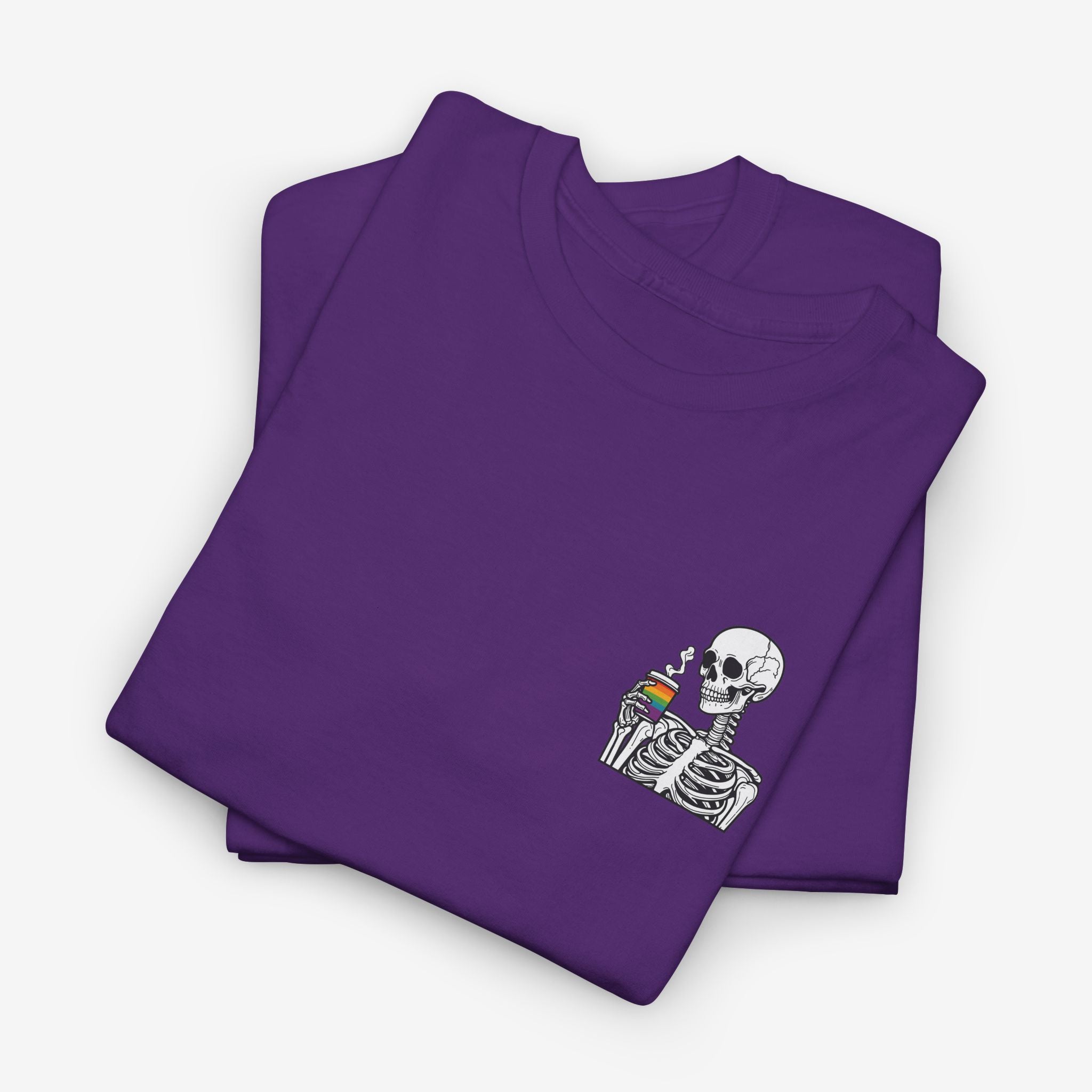 Gay Pride T-shirt - Skelet Regenboog Koffie | SkrrtShirt