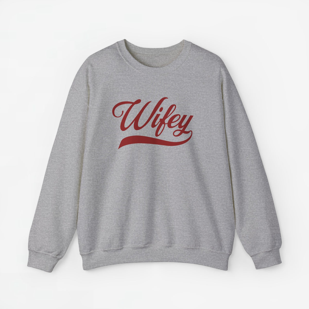 Sweatshirt grijs met opdruk 'Wifey' en lange mouwen, ronde hals.