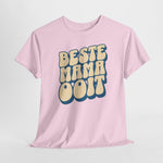 Roze T-shirt met borstprint “BESTE MAMA OOIT” in geel en blauw