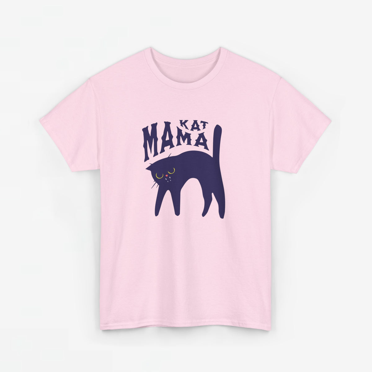 Roze oversized T-shirt met opdruk 'KAT MAMA' en zwarte katillustratie
