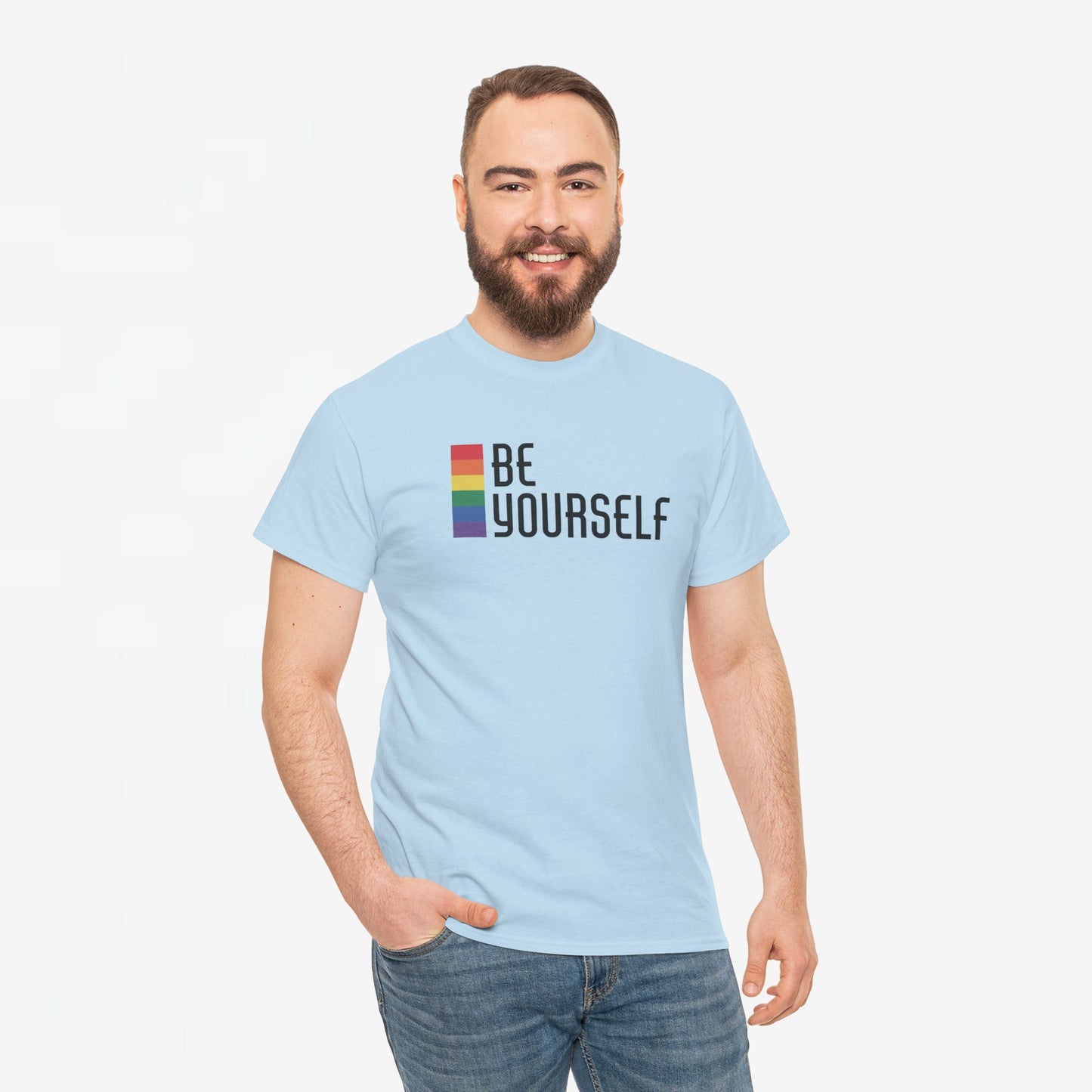 Gay Pride T-shirt - Be Yourself (zwarte tekst) - Oversized #25