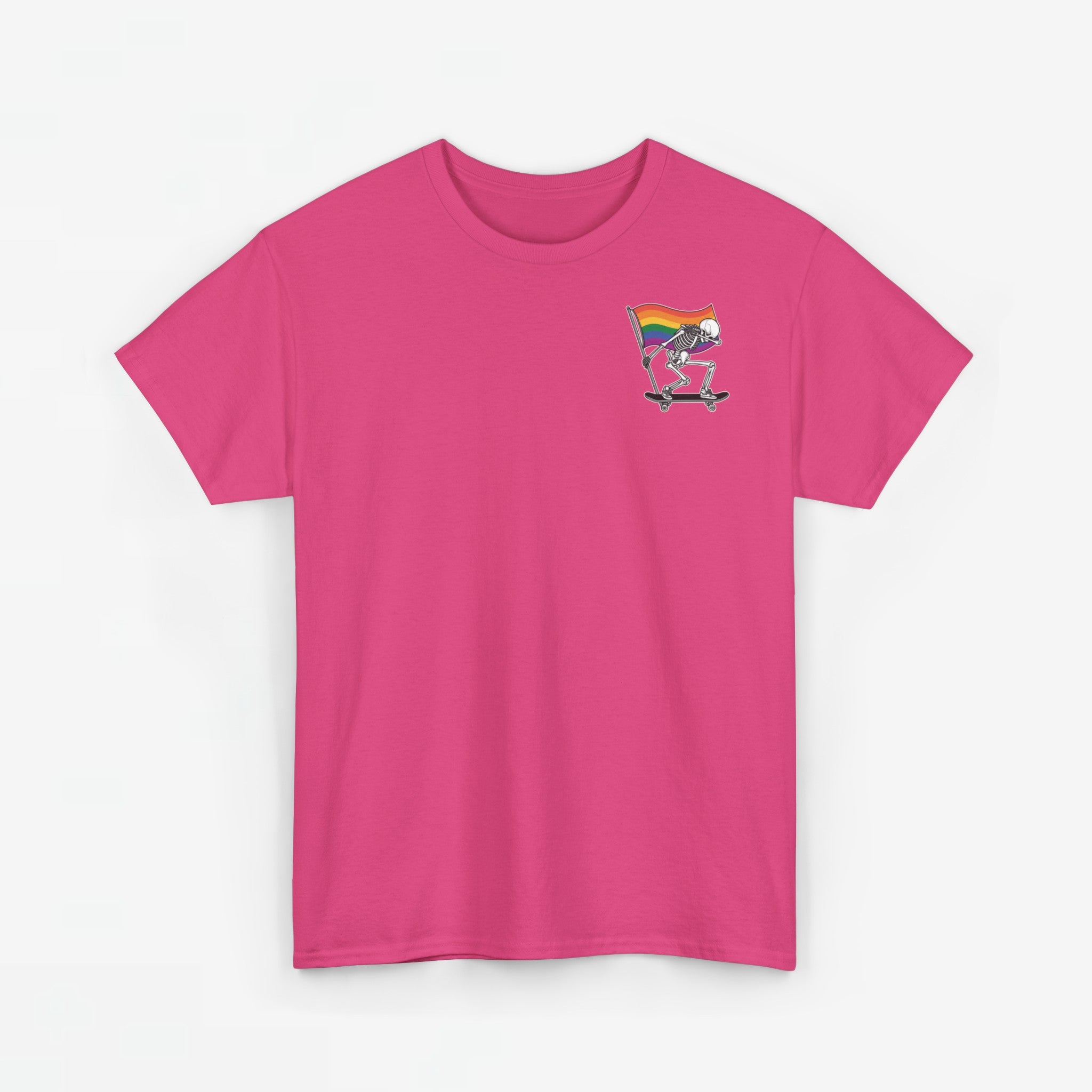 Gay Pride T-shirt - Skelet Pride Regenboog Flag - Back Print - Oversized #71