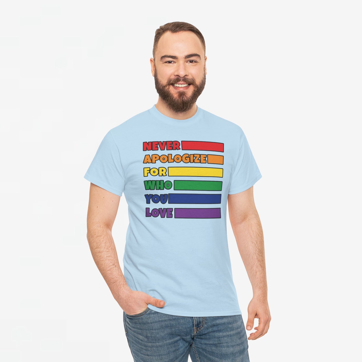 Gay Pride T-shirt - Never Apologize For Who You Love - Oversized #16