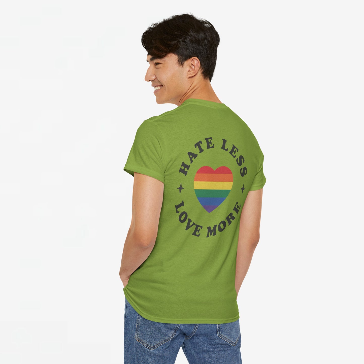 Gay Pride T-shirt - Hate Less Love More - Back Print - Oversized #13