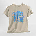 Beige T-shirt met blauwe 'MAMA'-tekstprint op de borst
