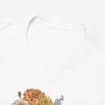 Gepersonaliseerd moederdag T-shirt wit met ronde hals en bloemenprint onder borst