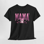 Zwart oversized T-shirt met grote roze 'MAMA'-letters en katje-illustratie
