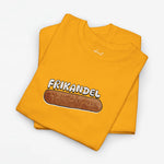 Oranje oversized T-shirt met Frikandel-frontprint en ronde hals