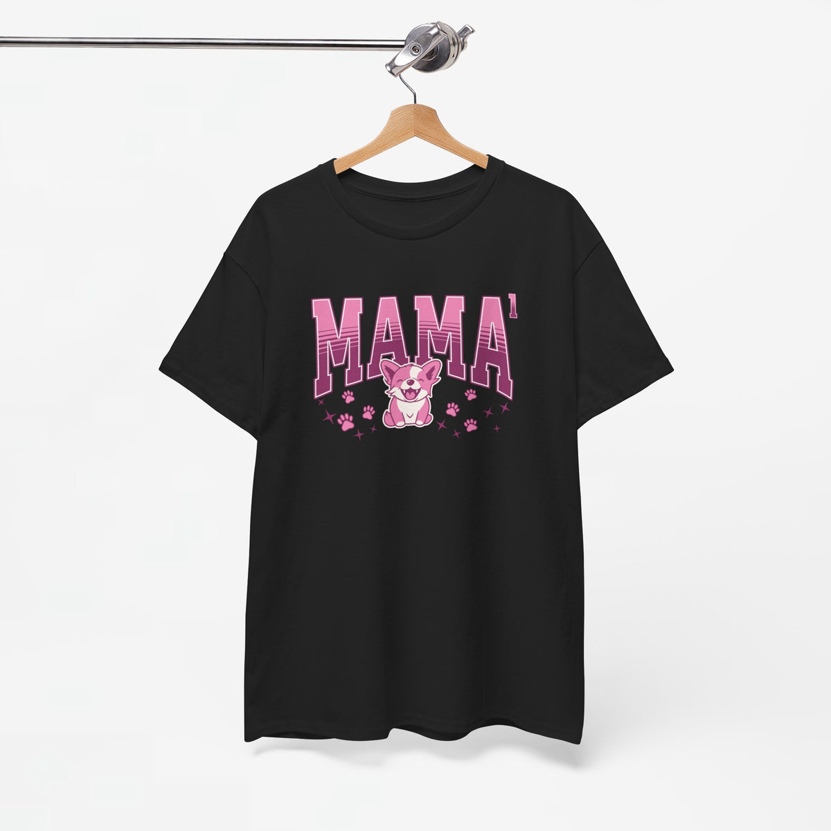 Zwart oversized T-shirt met roze 'MAMA'-print op de borst