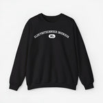 Zwarte sweater met ronde hals en borstprint 'ELEKTROTECHNISCH INGENIEUR NL'.