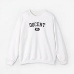Witte sweatertrui met lange mouwen en DOCENT NL-print op de borst