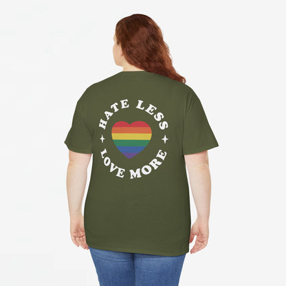 Gay Pride T-shirt - Hate Less Love More - Back Print - Oversized #14