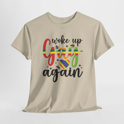 Gay Pride T-shirt - Woke Up Gay Again - Oversized #6