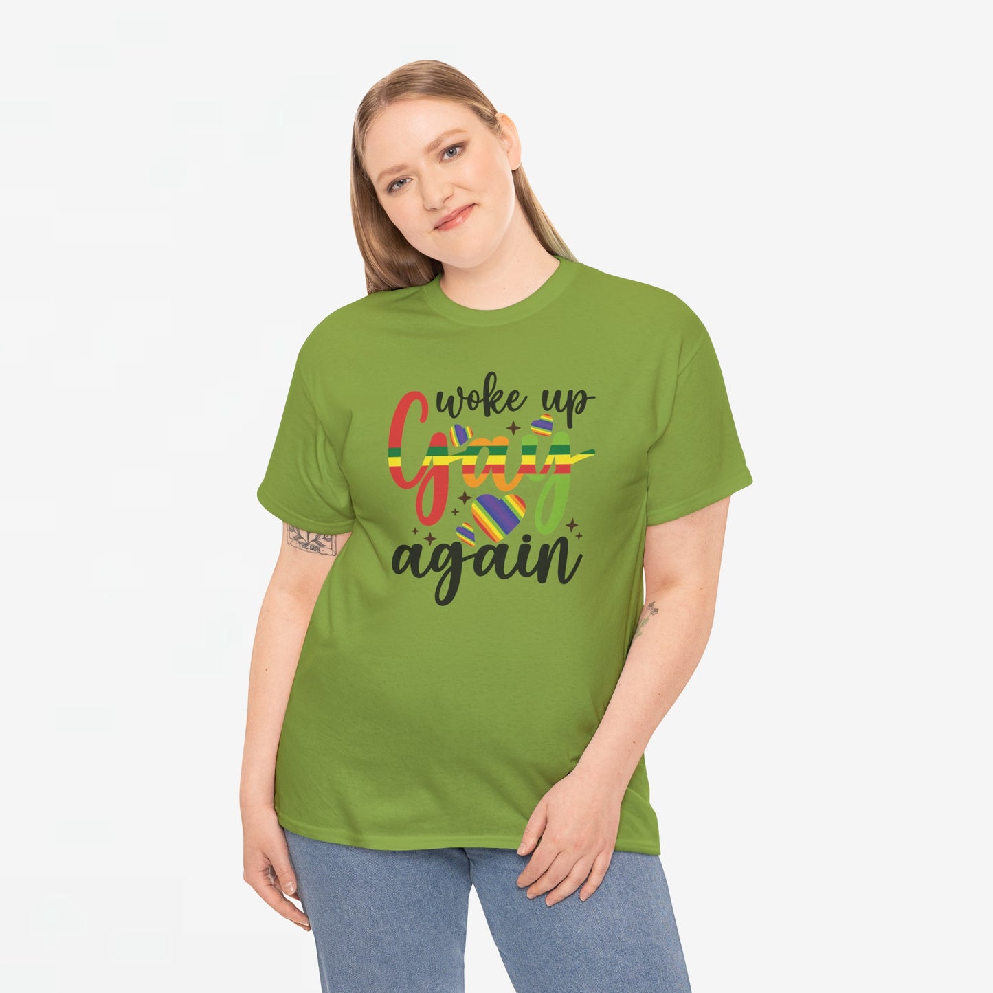 Gay Pride T-shirt - Woke Up Gay Again - Oversized #6