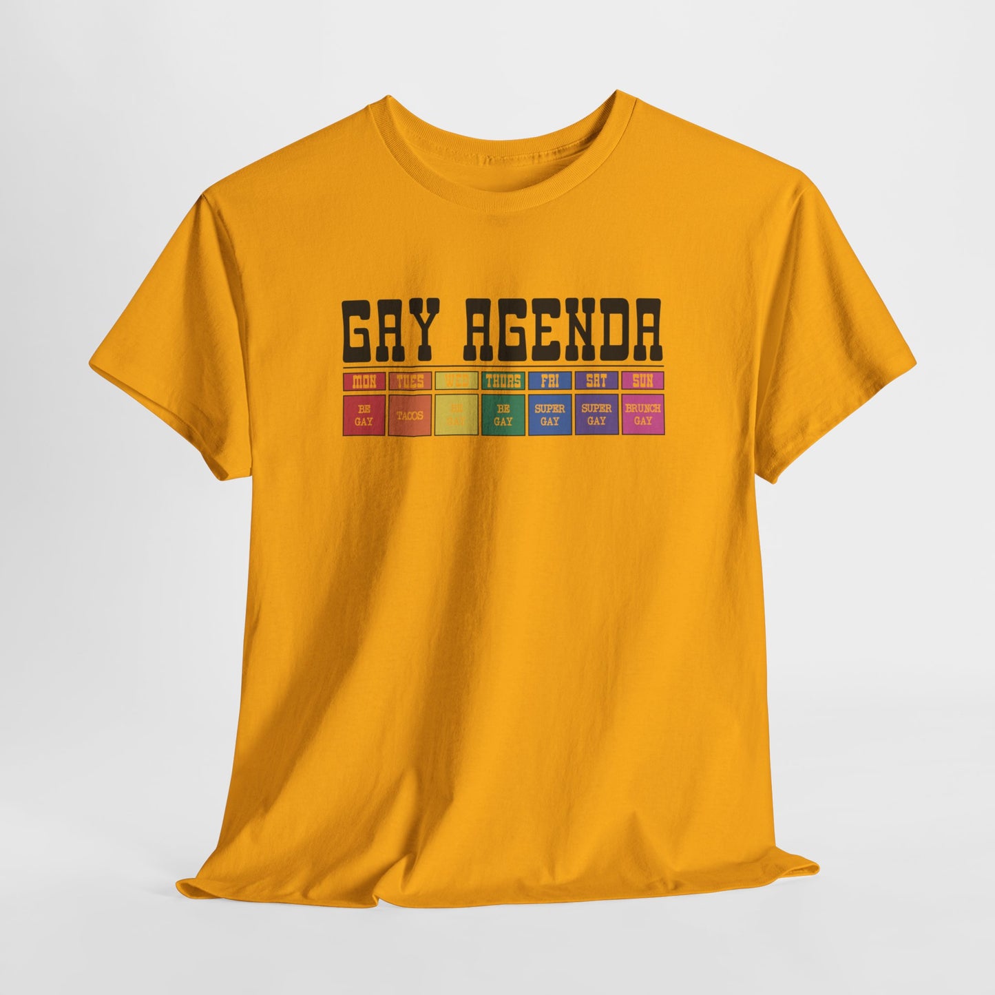 Gay Pride T-shirt - Gay Agenda (zwarte tekst) - Oversized #18