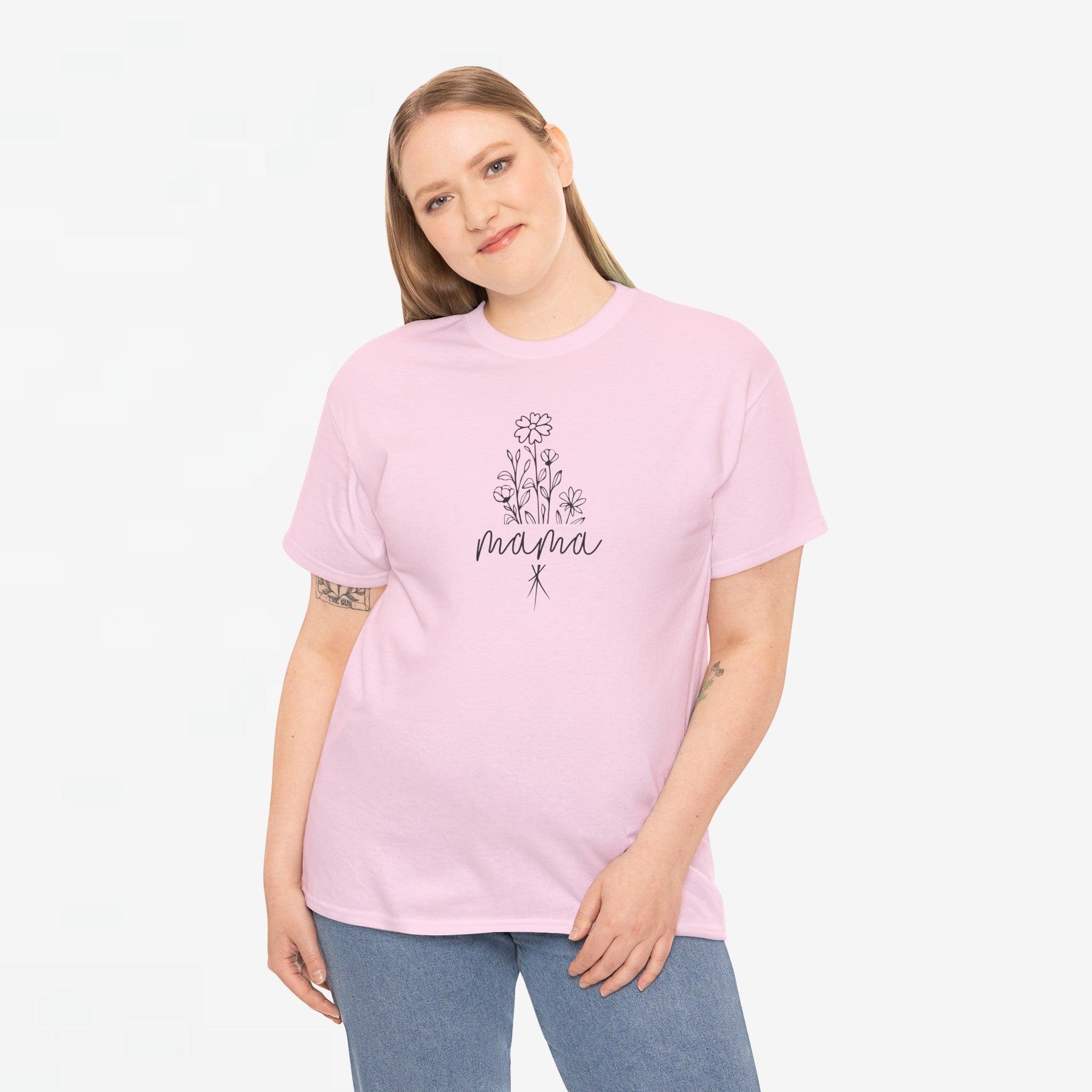 Moederdag Mama Cadeau - T-shirt - Line Art Bloem - Oversized - #23
