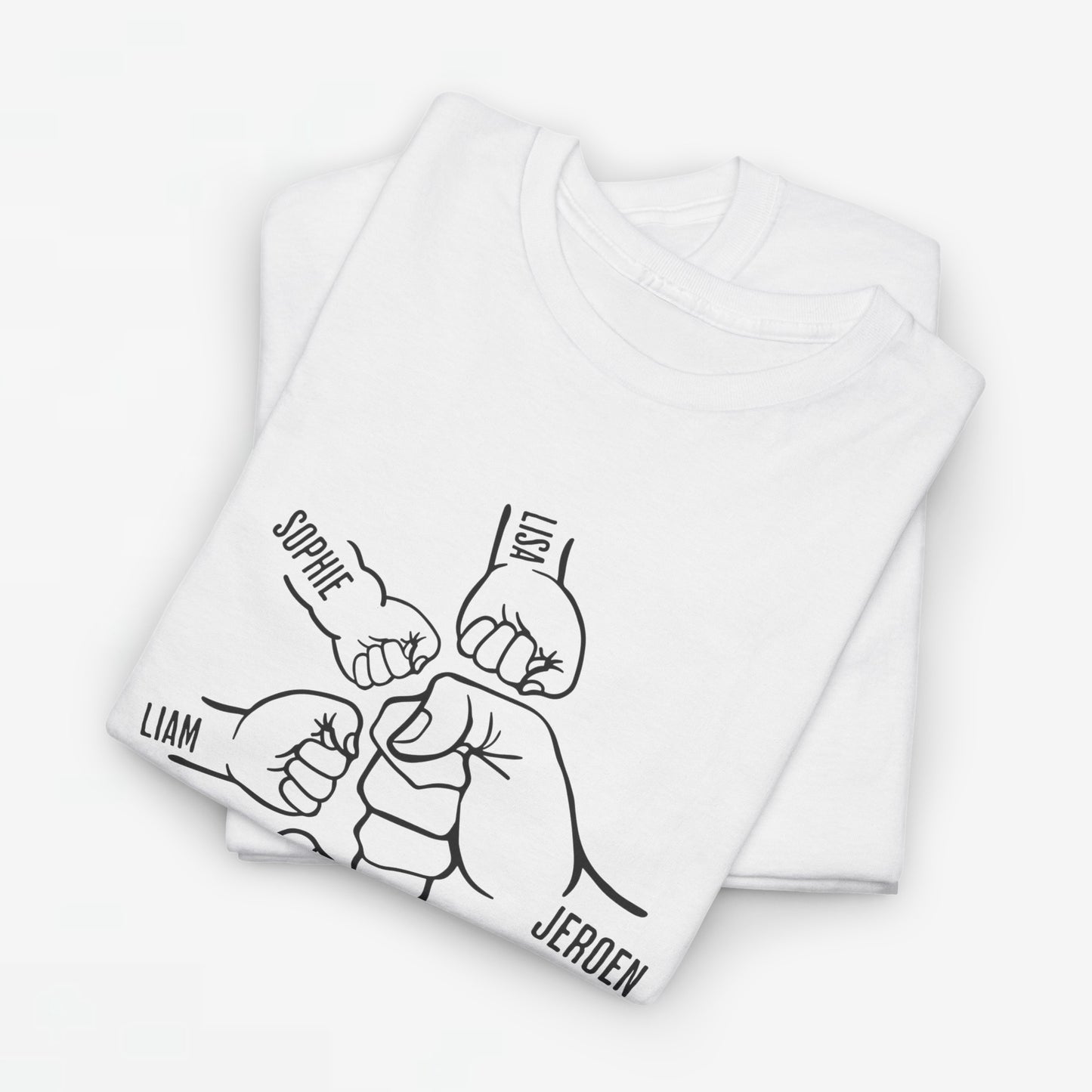 Gepersonaliseerde Vaderdag Papa Cadeau - T-shirt - Fist Bump Papa met namen