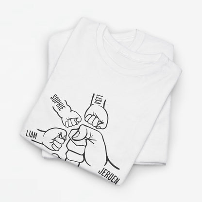 Gepersonaliseerde Vaderdag Papa Cadeau - T-shirt - Fist Bump Papa met namen