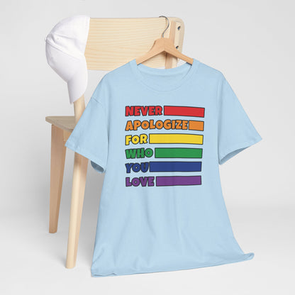 Gay Pride T-shirt - Never Apologize For Who You Love - Oversized #16