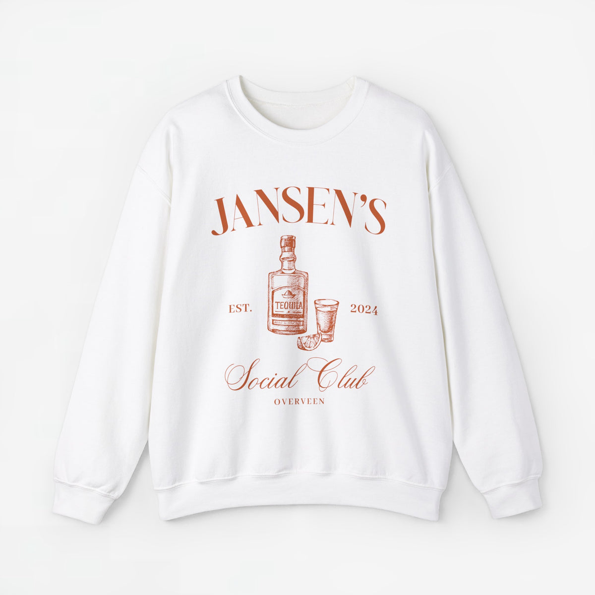 Witte bedrukte sweatshirt met ronde hals en opdruk JANSEN'S en logo