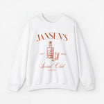 Witte bedrukte sweatshirt met ronde hals en opdruk JANSEN'S en logo