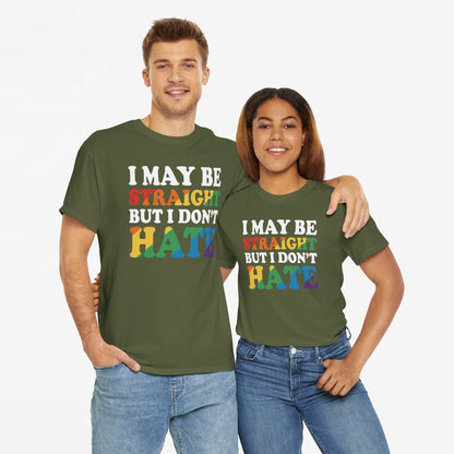 Gay Pride Support T-shirt - I may be straight but I don't hate - Oversized #8