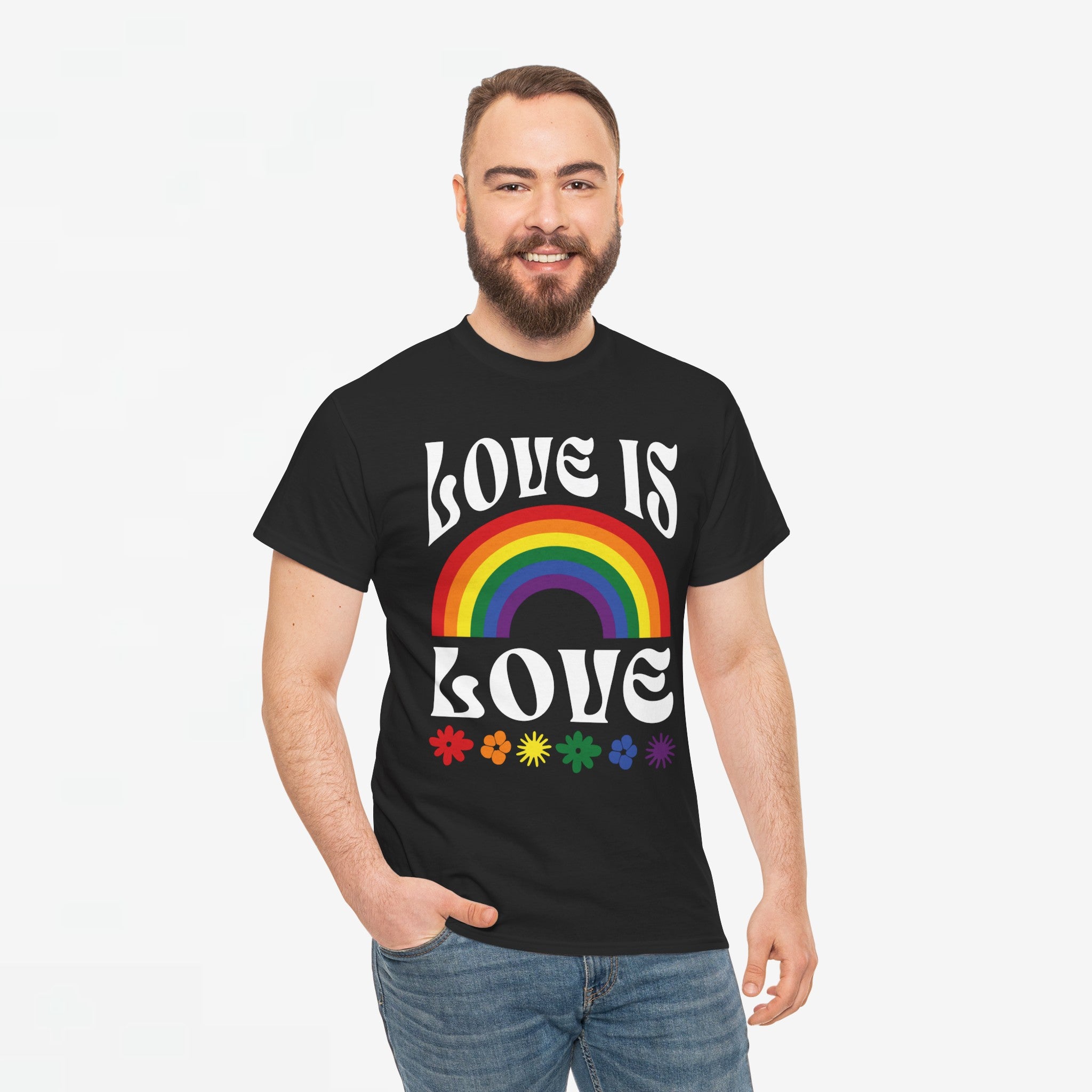 Gay Pride T-shirt - Love is love (witte tekst) - Oversized #54