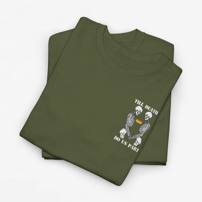Gay Pride T-shirt - Skelet Echtpaar Till Death Do Us Part - Back Print - Oversized #74
