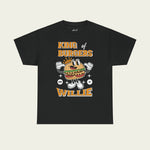 Zwart T-shirt met grote frontprint 'KING of BURGERS' en 'WILLIE' burgerfiguur