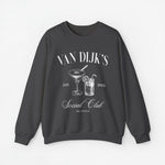 Donkergrijze sweatshirt met opdruk “Van Dijk's”, martini- en glasafbeeldingen, 2023