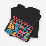 Zwart oversized t-shirt met veelkleurige tekstprint 'Somebody's Broke Mama'