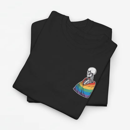 Gay Pride T-shirt - Skelet Regenboog Pride Vlag - Back Print - Oversized #76