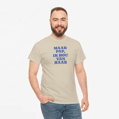 Gay Pride T-shirt -  Maar Pap, Ik Hou Van Haar (blauw tekst) - Oversized Tee