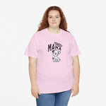 Roze oversized T-shirt met 'Honden Mama'-borstprint en hondfiguur, vooraan gedragen