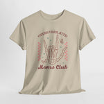 Zandkleurige oversized t-shirt met handprint-graphic en 'Moms club'-tekst voorop