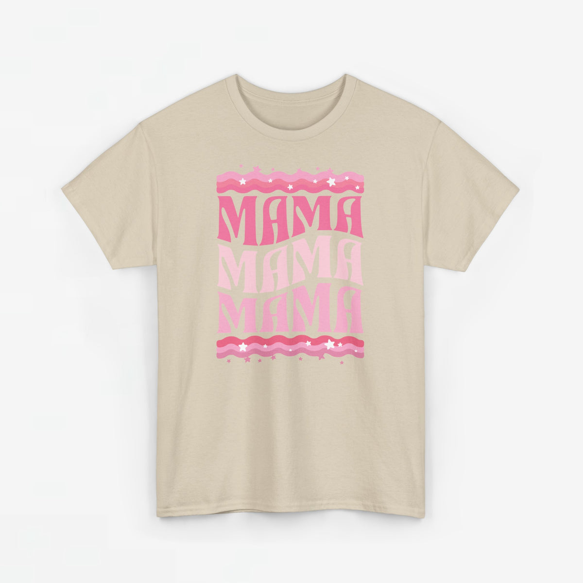 Beige oversized t-shirt met roze MAMA-print op de borst