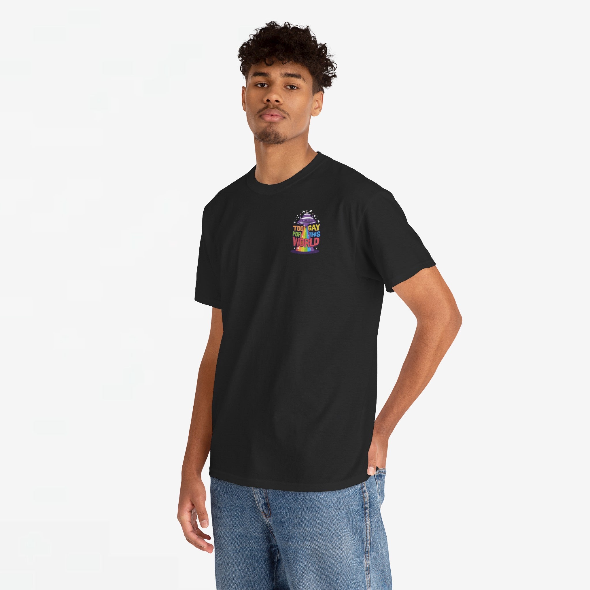 Gay Pride T-shirt - Too Gay For This World - Back Print - Oversized #55