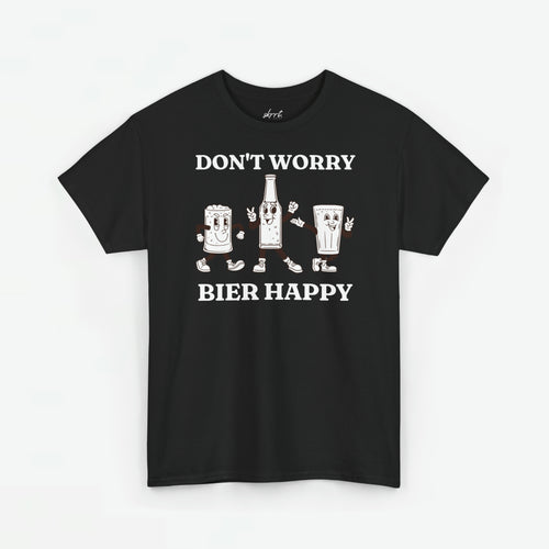 Don't Worry Bier Happy | Front Print | Koningsdag T-shirt | Retro | Oversized