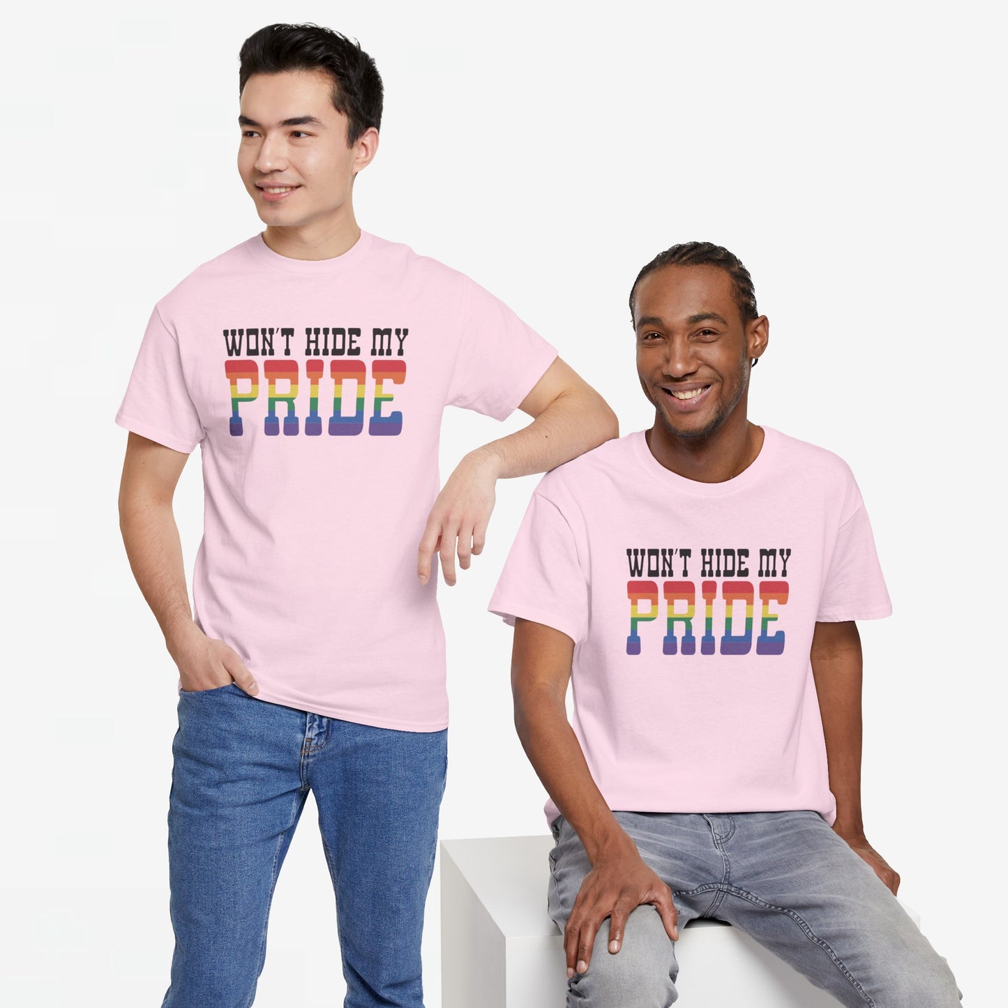 Gay Pride T-shirt - Won't Hide My Pride (zwarte tekst) - Oversized #27