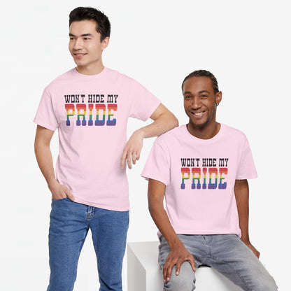 Gay Pride T-shirt - Won't Hide My Pride (zwarte tekst) - Oversized #27