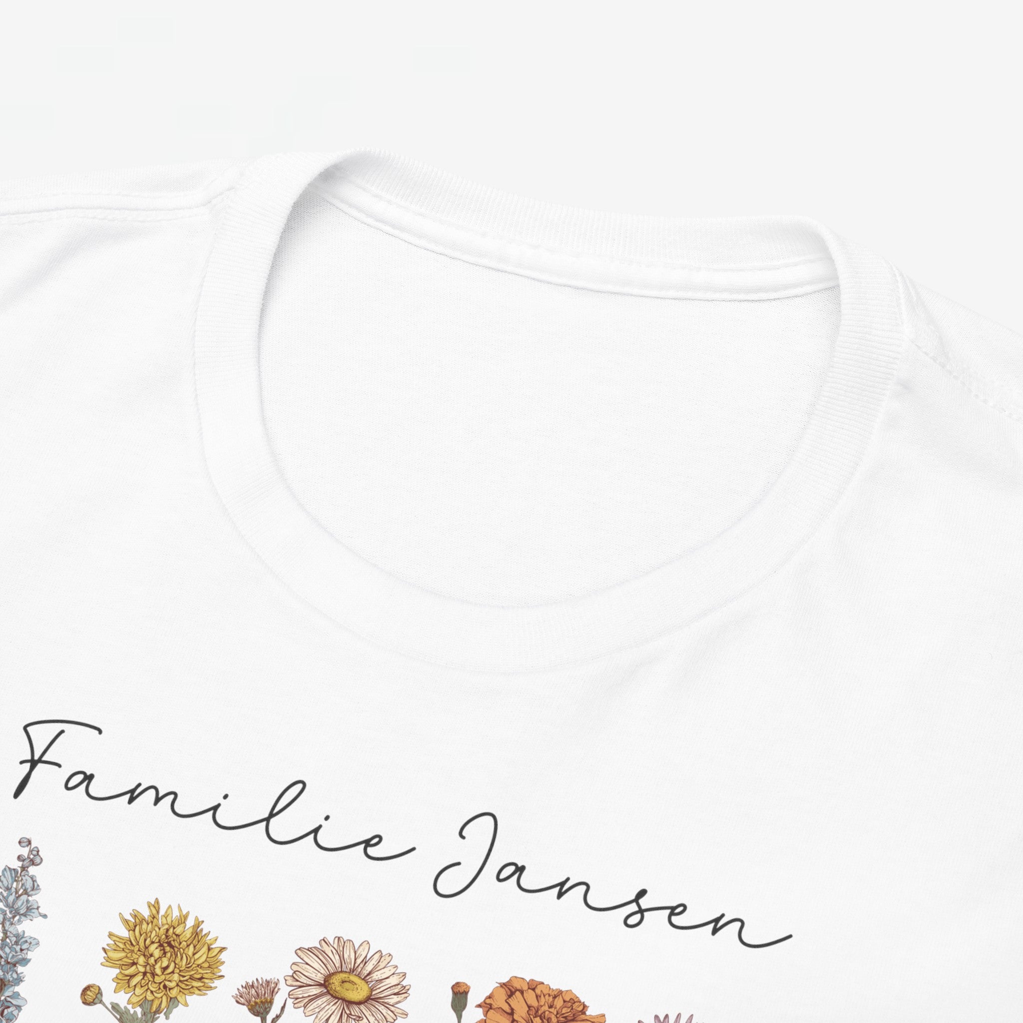 Gepersonaliseerde Moederdag Mama Cadeau - T-shirt - Familienaam met namen en geboortemaand bloemen