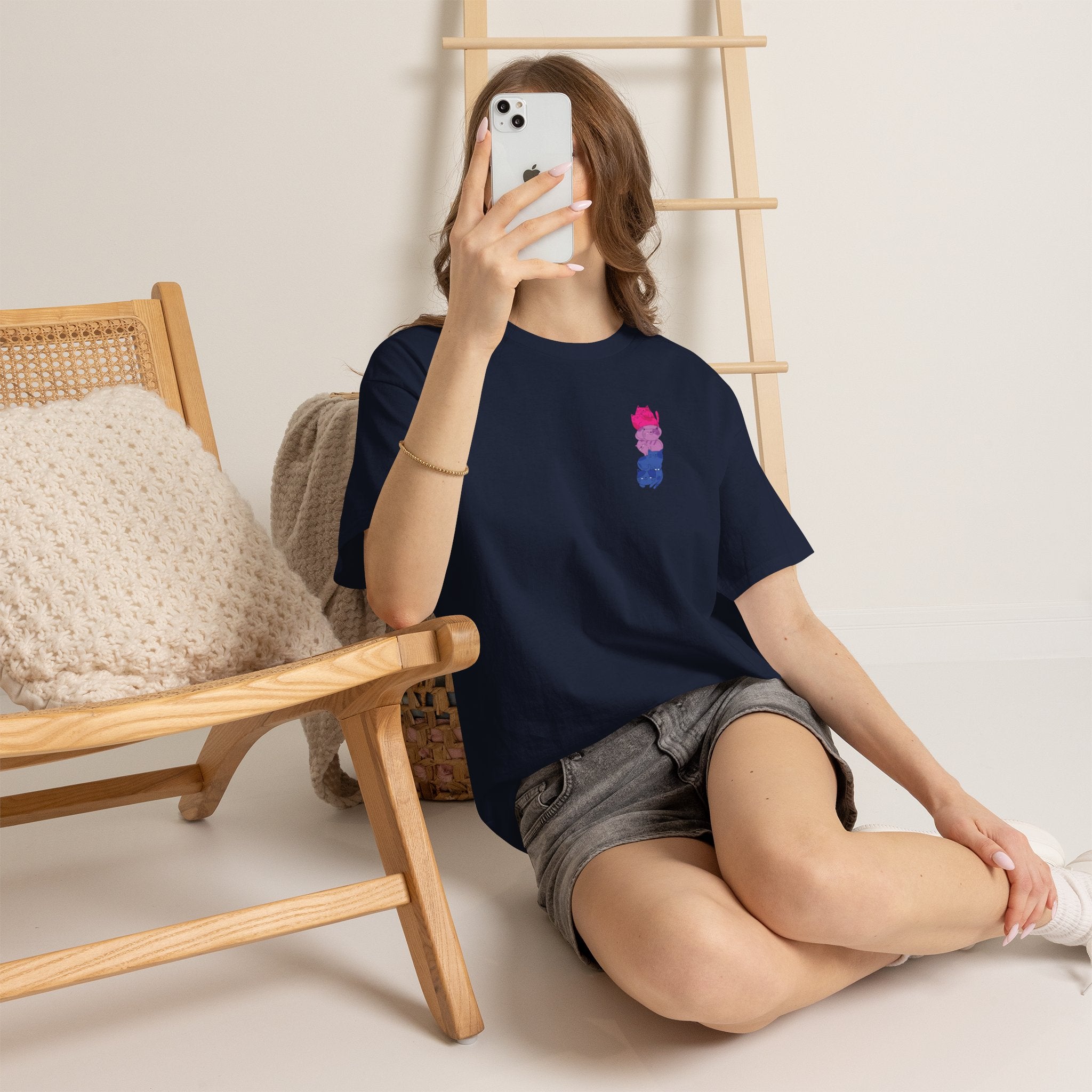 Gay Pride T-shirt - Katten Bi Vlag - Oversized #49