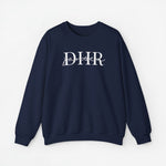 Gepersonaliseerde sweater navyblauw met 'DHR' bedrukking voorzijde