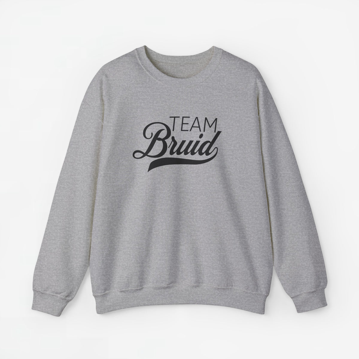 Grijze sweater met 'TEAM Bruid' op borst, lange mouwen