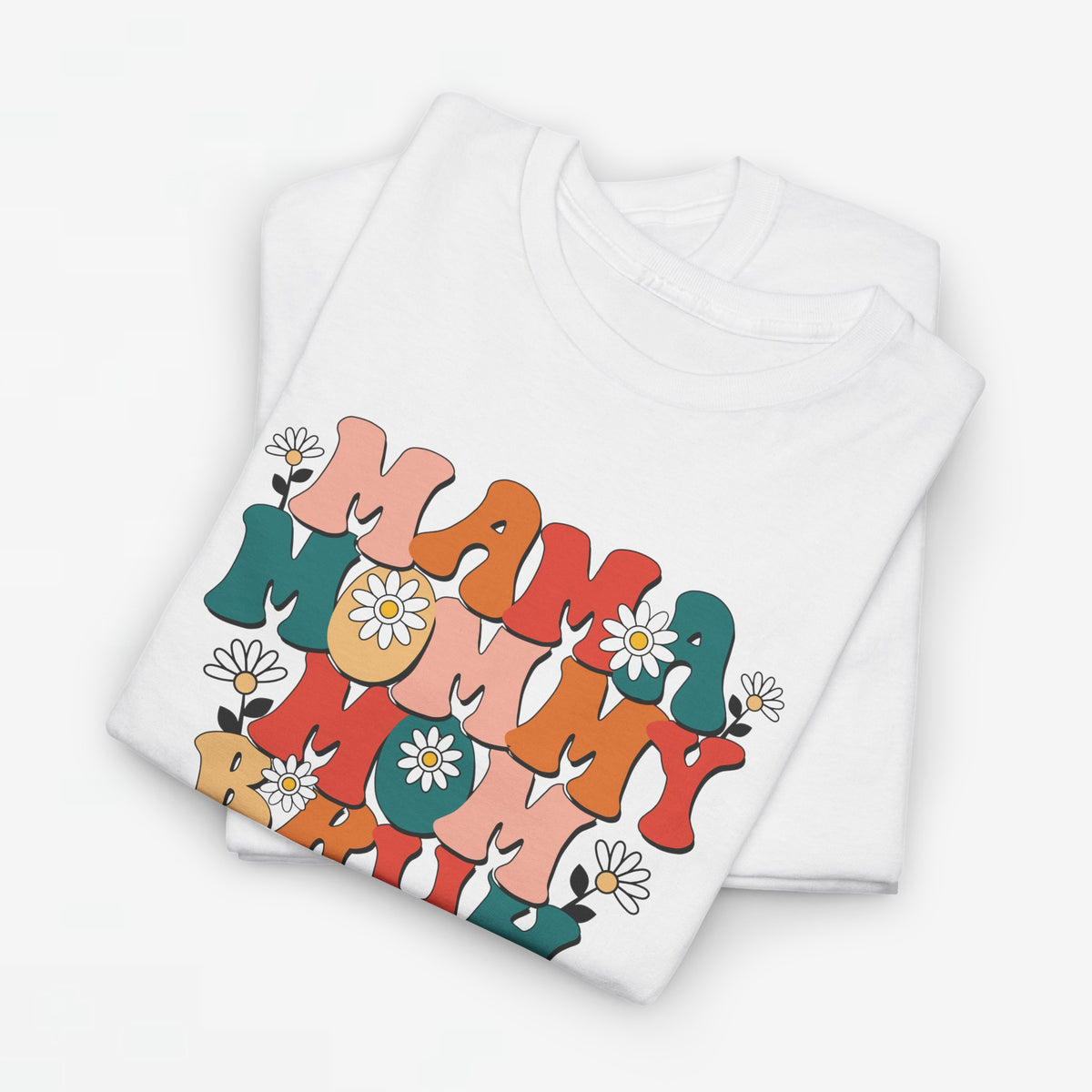 T-shirt wit met kleurrijke bloemenprint op de borst, oversized pasvorm
