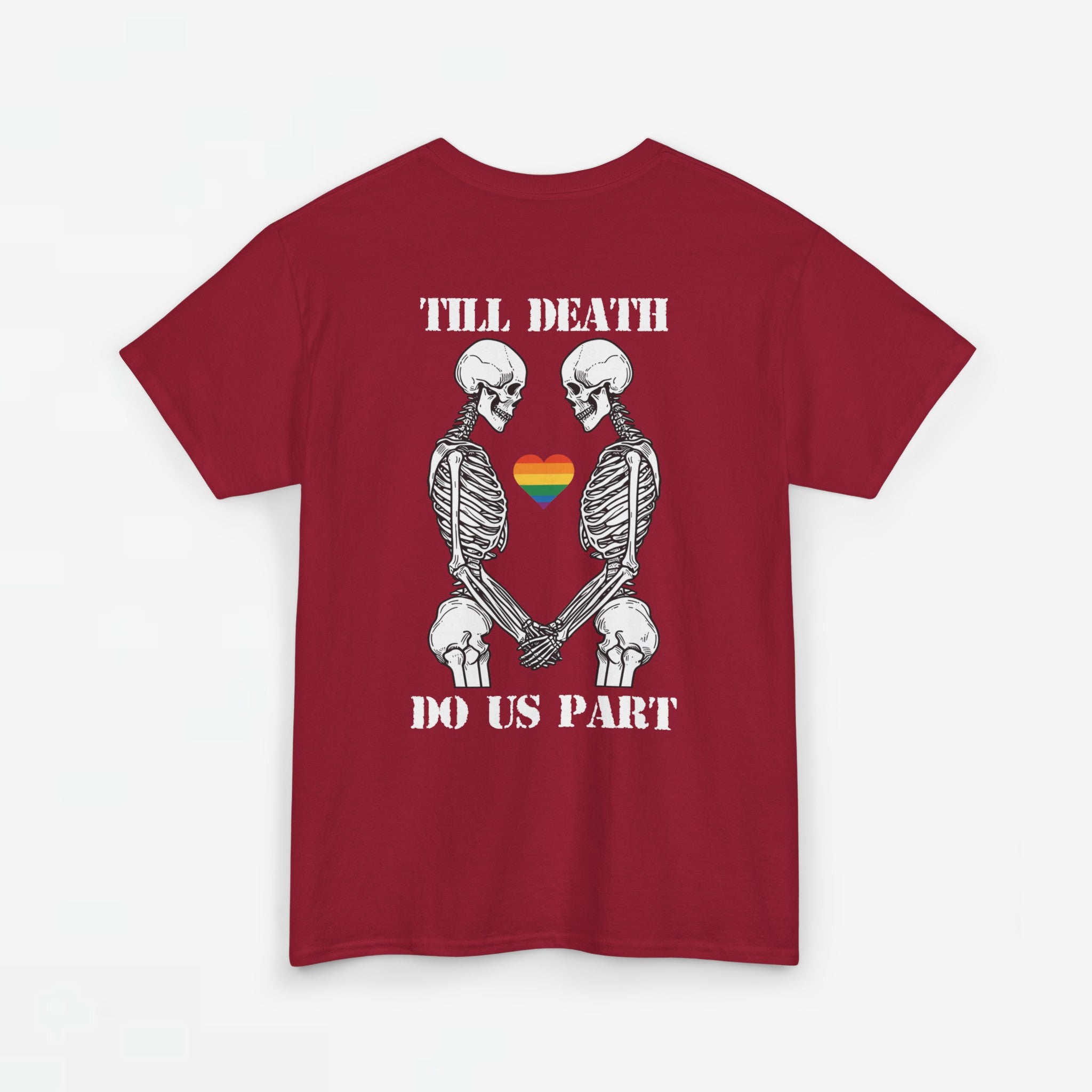 Gay Pride T-shirt - Skelet Echtpaar Till Death Do Us Part - Back Print - Oversized #74