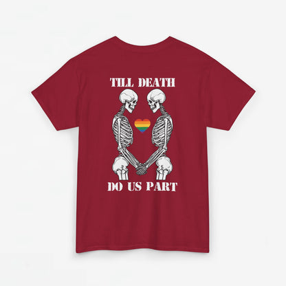 Gay Pride T-shirt - Skelet Echtpaar Till Death Do Us Part - Back Print - Oversized #74