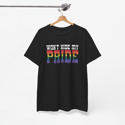 Gay Pride T-shirt - Won't Hide My Pride (witte tekst) - Oversized #26