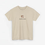 Oversized T-shirt beige met korte mouwen en borstprint "HONDEN MAMA"