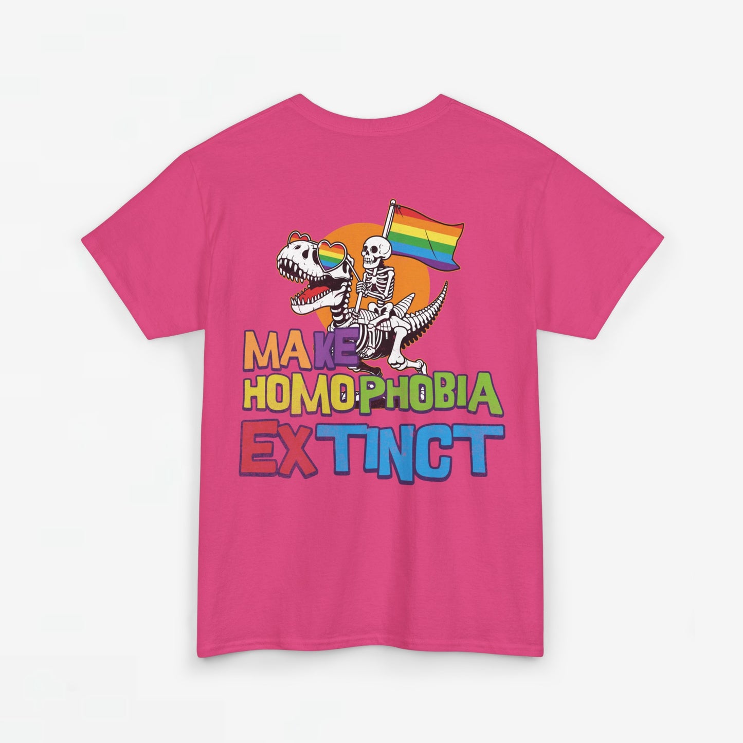 Gay Pride T-shirt -  Make Homophobia Extinct - Back Print - Oversized Tee